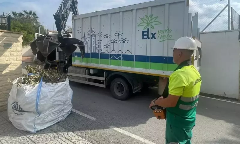 Cifras récord en la recolección de restos de poda en Camp d'Elx