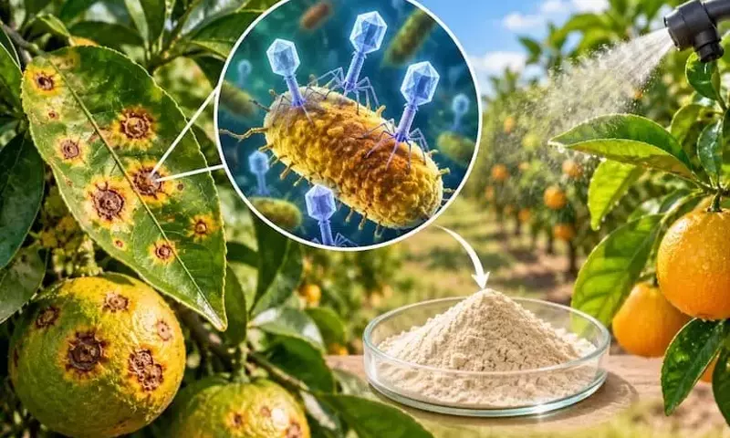 Virus Prometedor Reduce 60% Lesiones de Cancro Cítrico en Brasil