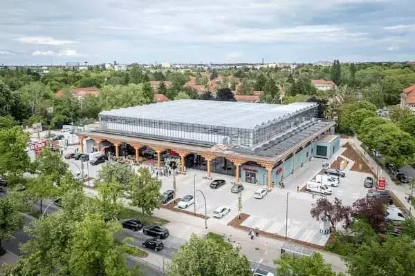 REWE Berlin: Cultivo innovador de lechugas hidropónicas en azotea de supermercado